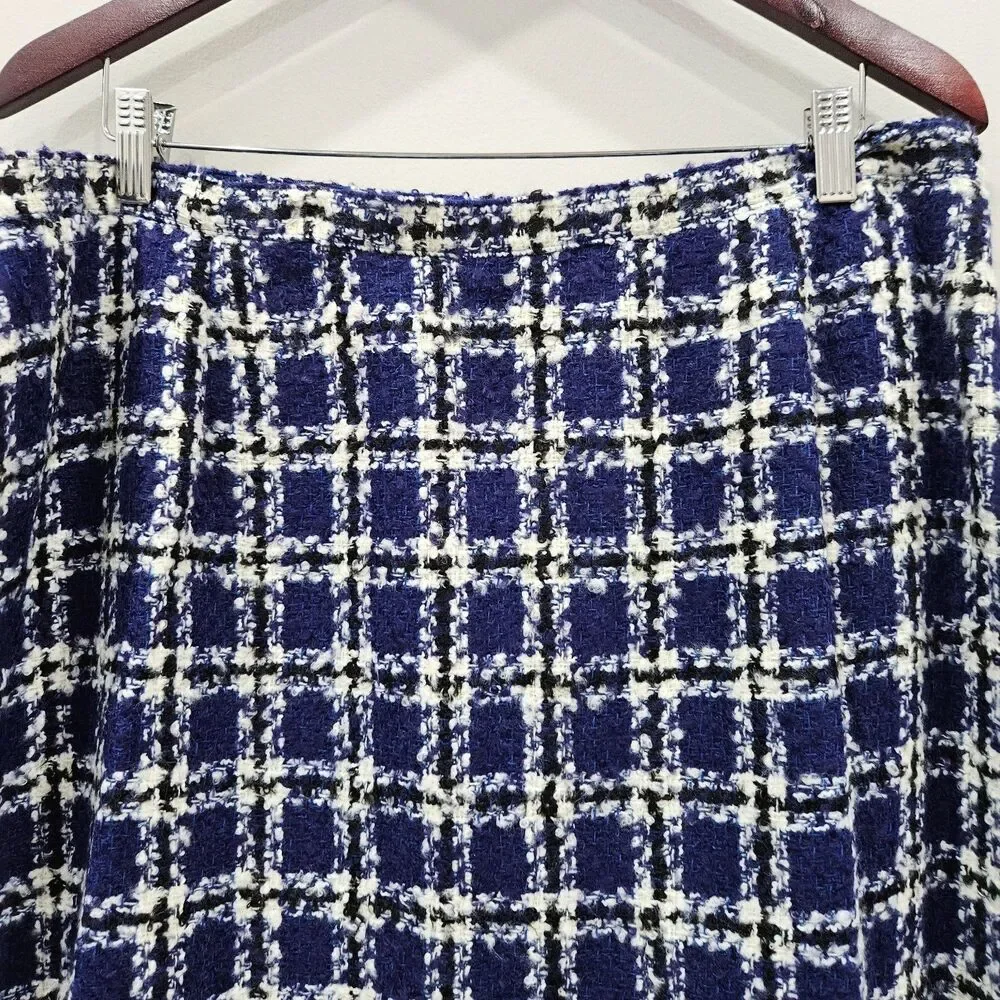 Elisabeth Liz Clairborne Womens Tweed Pencil Skirt Size 18 Blue Business Career